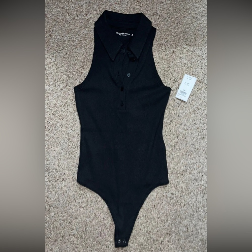 Abercrombie & Fitch Women’s Black Collared Polo Blouse